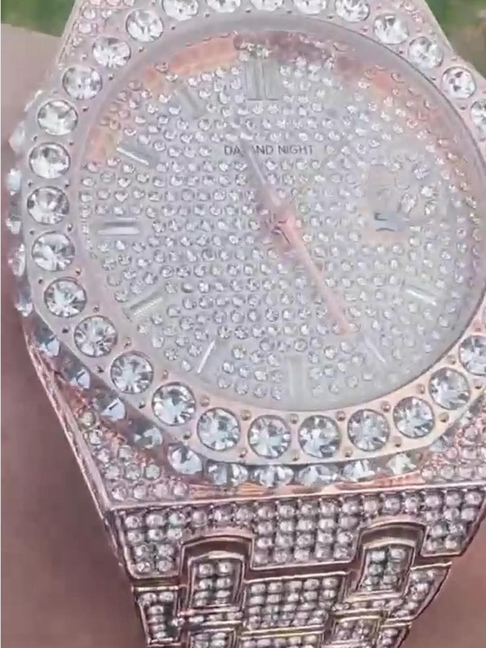 Crystal Pave Rose Gold Watch - Day & Night